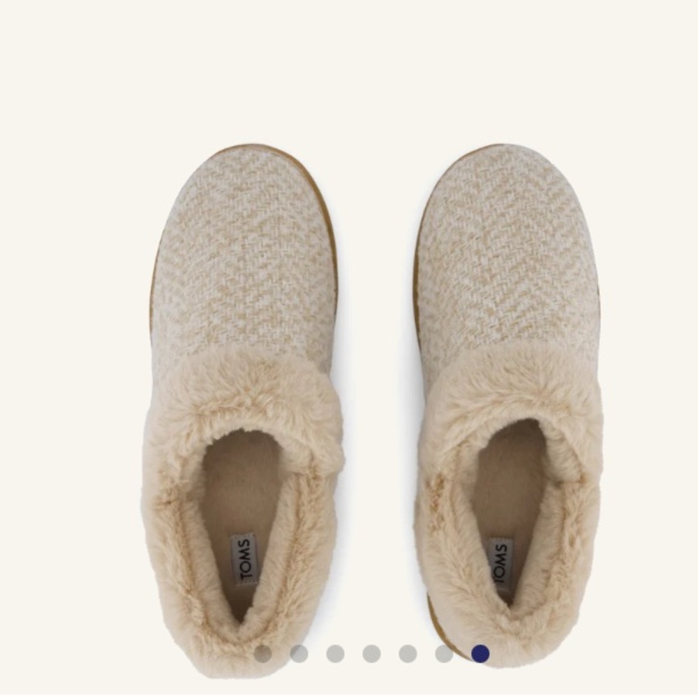 TOMS Cream Fuzzy Slip-Ons